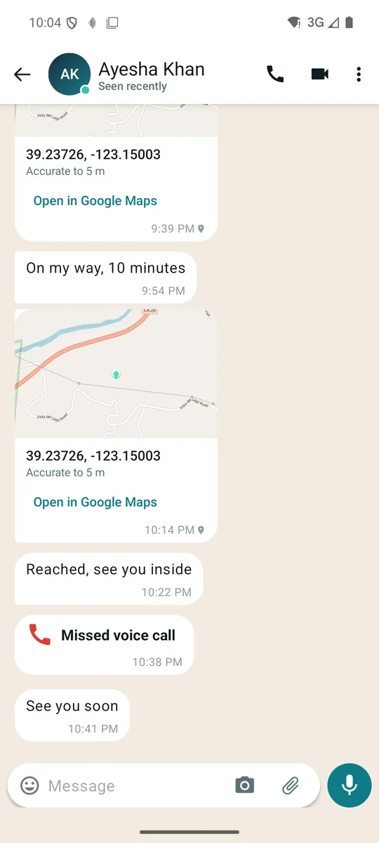 The same chat in the light theme